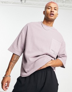 Oversized-футболка из вафельного трикотажа с карманом и принтом логотипа ASOS Unrvlld Spply-Фиолетовый цвет