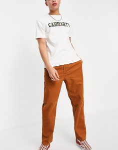 Вельветовые суженные книзу брюки темно-оранжевого цвета Carhartt WIP-Оранжевый цвет