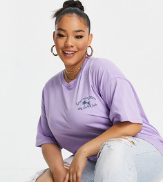 Сиреневая oversized-футболка с принтом пальмы ASOS DESIGN Curve-Фиолетовый цвет