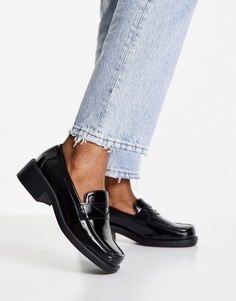 Черные лакированные лоферы на толстой подошве в стиле 90-х ASOS DESIGN Melbourne-Черный цвет