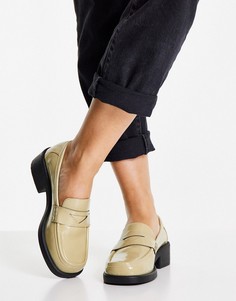 Зеленые лакированные лоферы на толстой подошве в стиле 90-х ASOS DESIGN Melbourne-Зеленый цвет