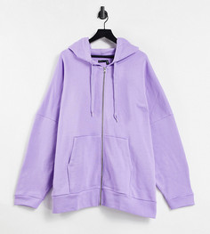 Сиреневый худи в стиле "super oversized" на молнии ASOS DESIGN Curve-Фиолетовый цвет