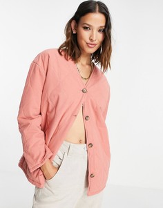 Розовая выбеленная стеганая куртка свободного кроя Topshop-Розовый цвет