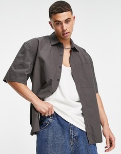 Темно-серая oversized-рубашка с бумажной текстурой Topman-Серый
