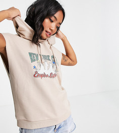 Бежевая худи без рукавов с логотипом NYC Topshop Petite-Серый