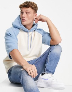 Голубое худи с короткими рукавами реглан Topman-Голубой