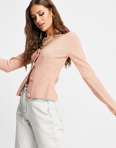 Розовый кардиган с овальным вырезом ASOS DESIGN-Розовый цвет