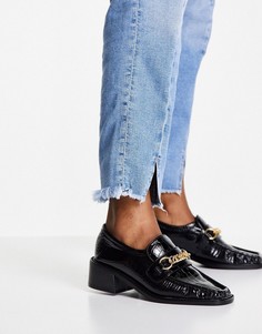 Черные лоферы под крокодиловую кожу с квадратным носком ASOS DESIGN Mimi-Черный цвет
