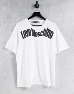 Белая футболка с волнистым логотипом Love Moschino-Белый
