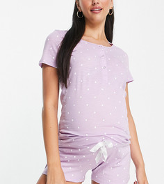 Пижамные шорты из органического хлопка сиреневого цвета в горошек Mamalicious Maternity-Фиолетовый цвет Mama.Licious