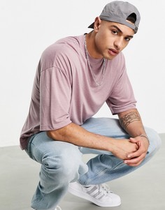 Розовая футболка в стиле oversized из ткани под лен ASOS DESIGN-Розовый цвет