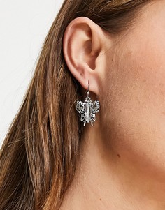 Серьги с подвесками в виде бабочки со стразом ASOS DESIGN-Серебряный