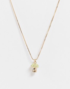Золотистое ожерелье с зеленой подвеской в виде гриба ASOS DESIGN-Золотистый