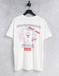 Белая футболка с принтом зубной пасты Vintage Supply-Белый