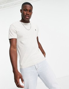 Бежевая меланжевая футболка с логотипом Polo Ralph Lauren-Светло-бежевый цвет