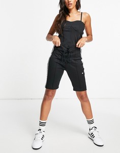 Черные леггинсы-шорты с корсетной вставкой и тремя полосками adidas Originals-Черный цвет
