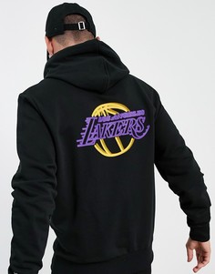 Худи черного цвета с неоновым принтом New Era LA Lakers-Черный цвет