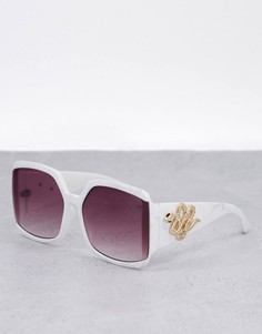 Белые большие солнцезащитные очки с декором в виде змеи ALDO Wendalla-Белый