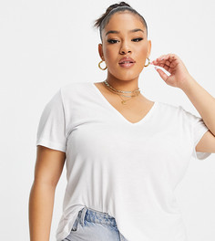 Белая свободная футболка с V-образным вырезом ASOS DESIGN Curve-Белый