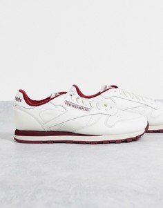 Кожаные кроссовки кремового и бордового цветов Reebok Classic Leather-Белый