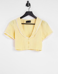 Желтая блузка из мягкого денима с кружевной отделкой от комплекта ASOS DESIGN-Желтый