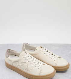 Белые кроссовки для широкой стопы из экологичной кожи на шнуровке в минималистичном стиле Dune-Белый
