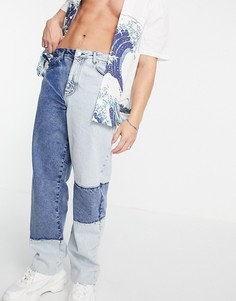 Выбеленные свободные джинсы в стиле 90-х с отделкой пэчворк Reclaimed Vintage Inspired-Голубой