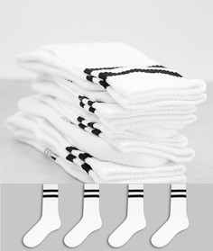Набор из 4 пар белых носков с черными полосками Topman-Белый