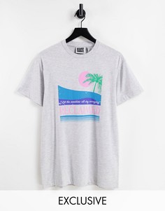Серая меланжевая футболка с принтом пальмы Reclaimed Vintage Inspired-Серый