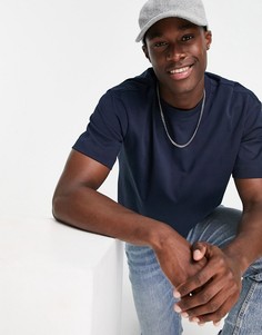 Темно-синяя плотная oversized-футболка Selected Homme-Темно-синий