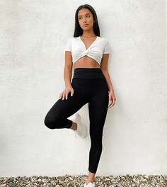 Черные леггинсы с завышенной талией ASOS DESIGN Petite-Черный
