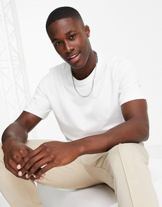 Белая плотная футболка в стиле oversized Selected Homme-Белый