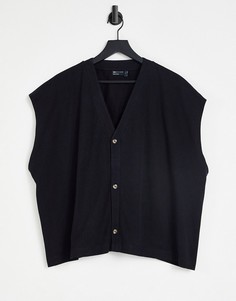Черная свободная oversized-майка из плотного материала ASOS DESIGN-Черный цвет