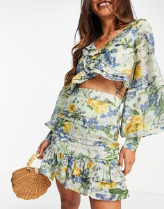 Мини-юбка с принтом и оборками от комплекта ASOS DESIGN-Multi