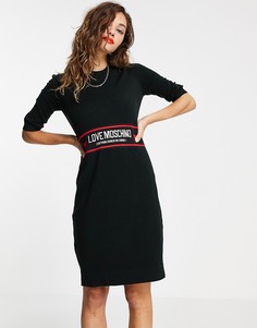 Черное облегающее жаккардовое платье мини Love Moschino Abito-Черный цвет