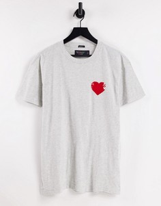 Серая меланжевая футболка с отделанным пайетками сердечком Abercrombie & Fitch Pride-Серый