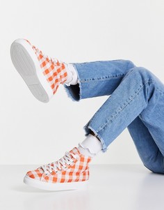 Оранжевые высокие кроссовки в клетку Topshop Cosmo-Оранжевый цвет