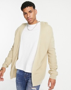 Облегающий кардиган бежевого цвета с «плетеным» узором ASOS DESIGN-Светло-бежевый цвет