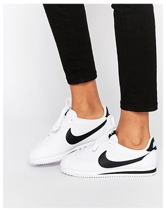Белые кожаные кроссовки Nike Cortez-Белый