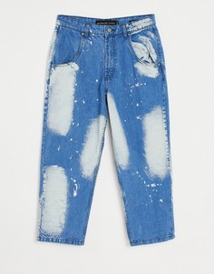 Широкие джинсы с эффектом отбеливания от комплекта LDN DNM-Голубой