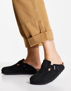 Черные замшевые клоги Birkenstock-Черный цвет