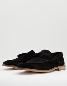 Черные замшевые лоферы с кисточками на подошве нейтрального цвета ASOS DESIGN-Черный цвет