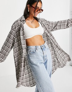 Oversized-рубашка в клетку из жатой ткани ASOS DESIGN-Разноцветный