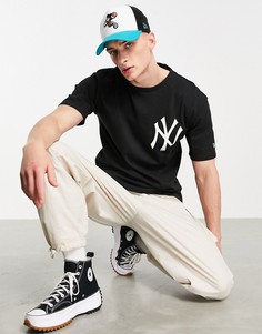 Черная oversized-футболка с логотипом команды "New York Yankees" New Era-Черный цвет