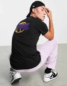 Черная футболка с неоновым принтом New Era LA Lakers-Черный цвет
