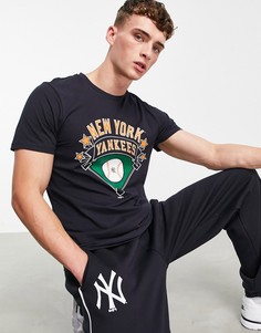 Темно-синяя футболка с принтом на груди New Era New York Yankees-Темно-синий