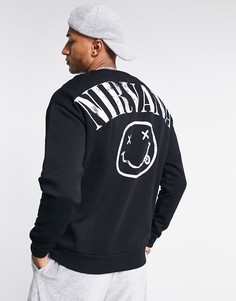 Черный oversized-свитшот с принтом "Nirvana" на спине ASOS DESIGN-Черный цвет