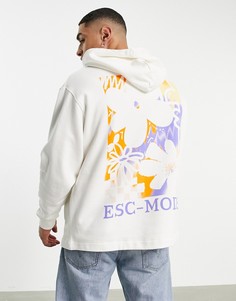 Белый худи в стиле oversized с большим цветочным принтом на спинке ASOS DESIGN