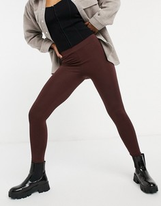 Шоколадные леггинсы с завышенной талией ASOS DESIGN-Коричневый цвет