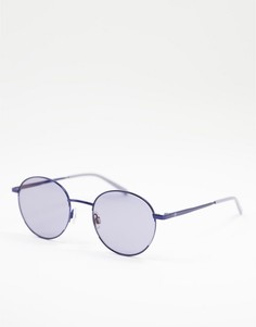 Синие солнцезащитные очки в тонкой оправе с круглыми линзами M Missoni-Голубой
